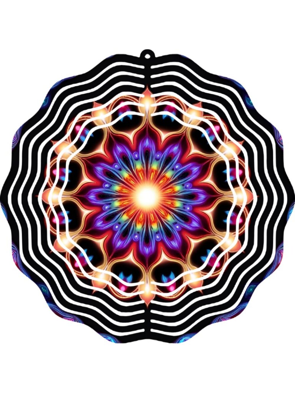 10" Colorful Mandala Wind Spinner 3D Metal Kinetic Garden Yard Outdoor Decor Art